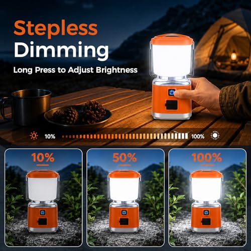 Rechargeable 1500LM Camping Lantern with USB-C, 4 Modes, IPX4