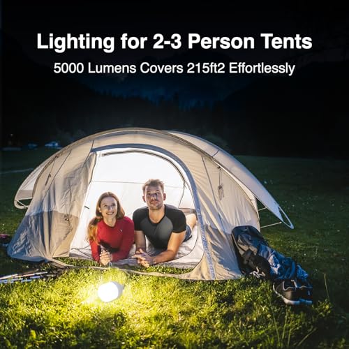 Camping Lantern LETOUR Dimmable 8800mAh LED Light Bulb 5 Lighting Modes Rechargeable Hanging Tent Light 5000 Lumen Portable Emergency Lantern Power Failure Emergency Survival Kits Snowstorm