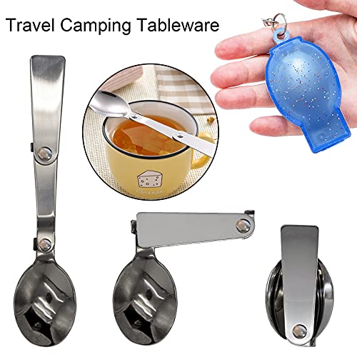 Foldable Fork and Spoon Set - Portable Travel Utensils - Silver