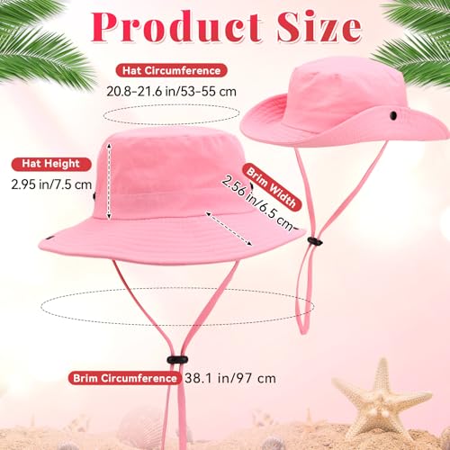 Wide Brim Sun Hat for Kids - UPF 50+ Adjustable Beach Hat - Pink