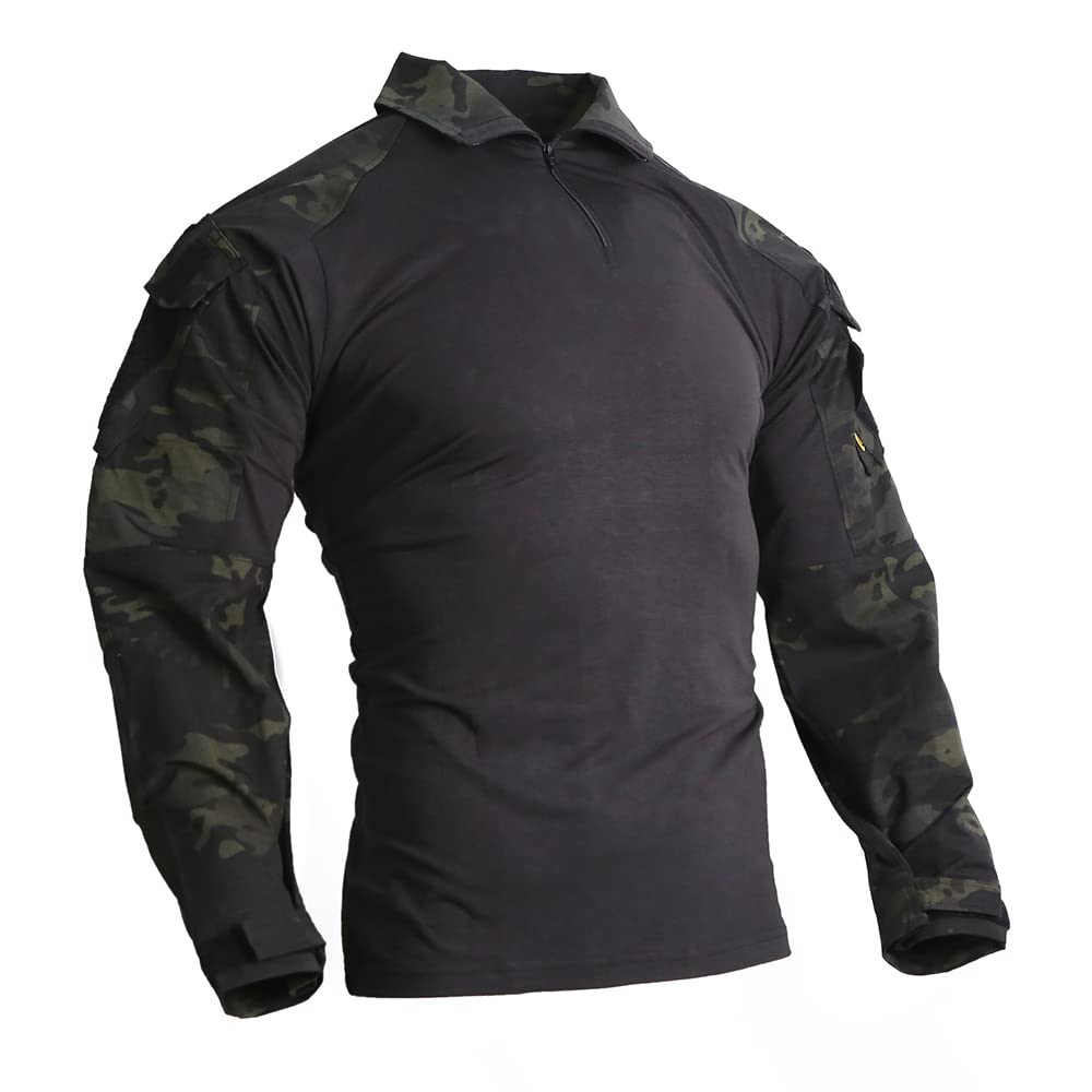 EMERSONGEAR Upgraded Version E3 Combat Shirt,Tactical Hiking Hunting Fishing Long Sleeve Camo Shirts for Men