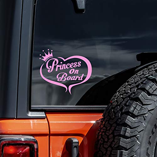 Princess On Board Vinyl Decal Sticker - Soft Pink 5.5" x 4"