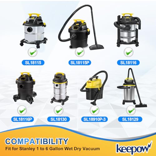 KEEPOW 25-1217 Vacuum Filters Replacement Compatible with Stanley 1-6 Gallon Wet/Dry Vacuums, 3 Pack