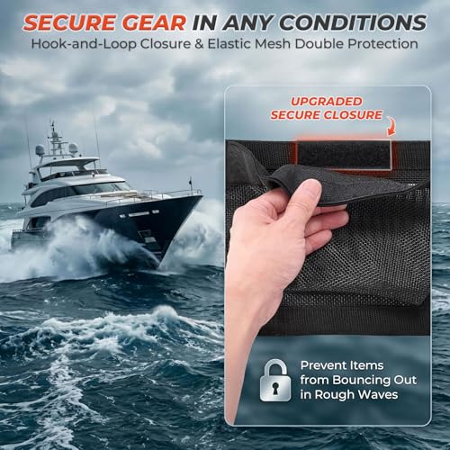 1PC Boat 10"*7" Self-Adhesive Storage Mesh Bag,Marine Organizer for