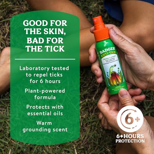 Badger Travel Size Tick Repellent Spray, DEET-Free, Non-Toxic, 2.7 fl