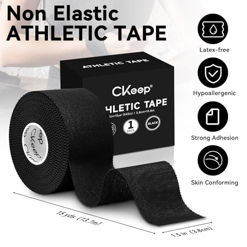 Athletic Tape - Original Cotton Waterproof Sports Tape, 1 Roll, Black