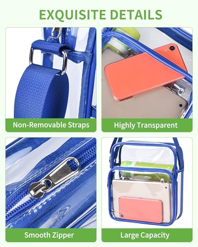 Clear Messenger Bag for Women - Stadium Approved - Blue