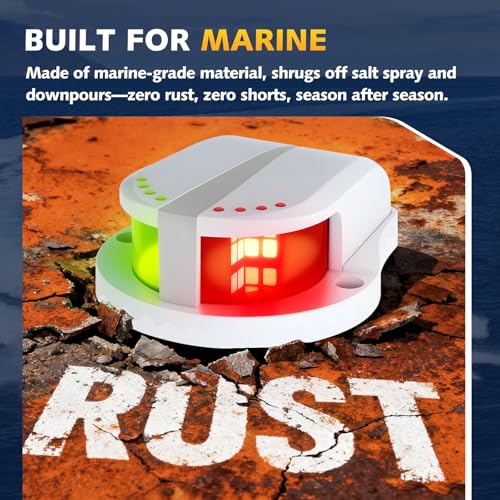 QLOOASEA White Marine Navigation Lights LED Waterproof 12V Bi-Color Bow Light for Boats