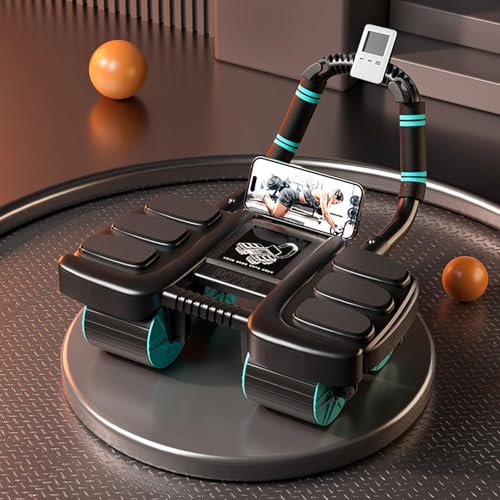 Ab Wheel Roller with Elbow Support - Automatic Rebound - Black
