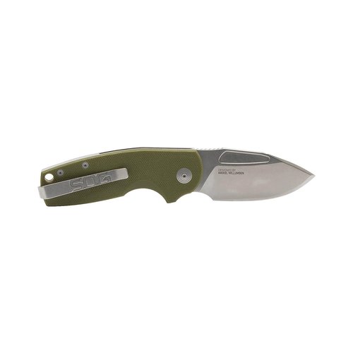SOG Stout SJ Everyday Carry Portable Outdoor Camping Folding Knife | Ambidextrous Carry | CRYO D2 Steel Blade | Slip Joint, OD Green/Stonewash, Presentation Box