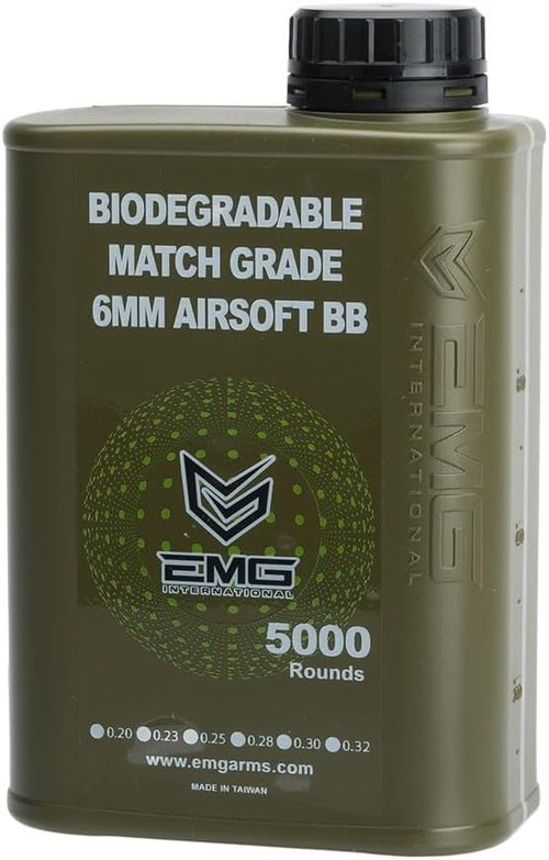 EMG International 6mm Match Grade Airsoft BBs - .25g Weight | 5000 Rounds for Precision Shooting