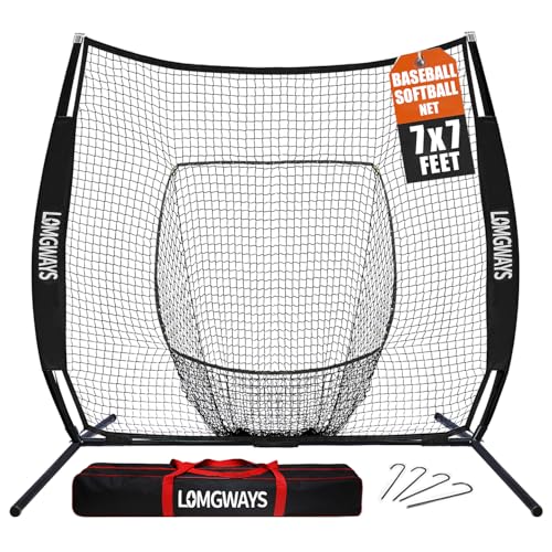7x7ft Portable Baseball Net with Steel Frame - Black