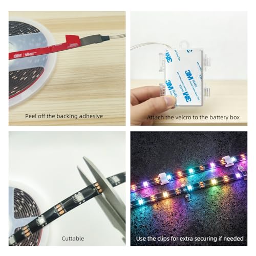 VIDLULTD 16.4FT Battery-Powered RGBIC LED Strip Lights for Golf Cart Canopy, Waterproof Wireless Underglow