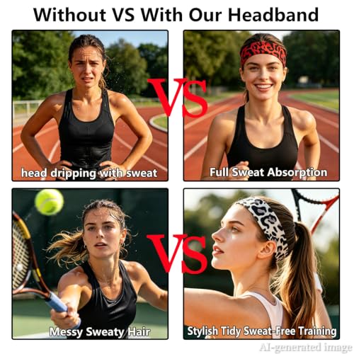 Leopard Print Headbands - 7 Pack Non-Slip Soft Cotton Hair Bands