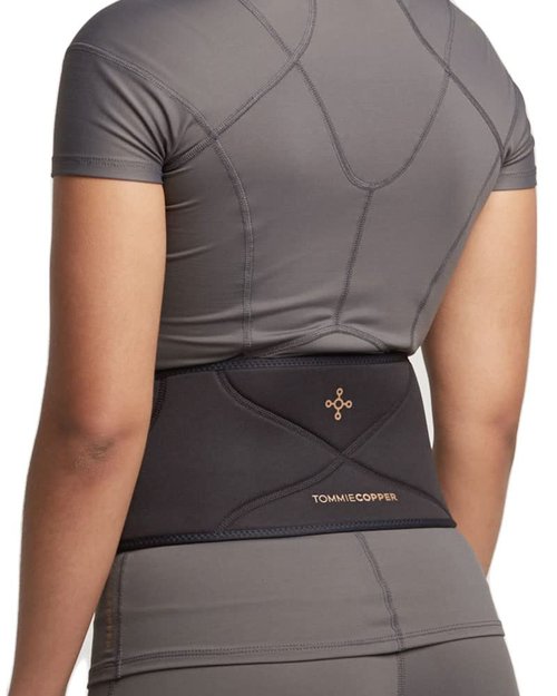 Tommie Copper Women’s Comfort Back Brace, Adjustable, Sweat Wicking, Breathable Back & Muscle Compression Support for Everyday - Black - Small/Medium