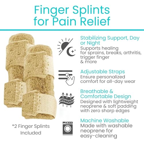 Vive Universal Finger Splint 2 Pack - Beige Finger Straightener