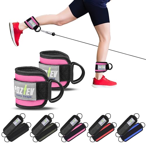 Adjustable Padded Ankle Straps for Cable Machine - Pink