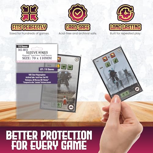 Large Card Sleeves – 110 Pack, Clear 60 Micron, 70 x 110 mm - Magnum Lost Cities