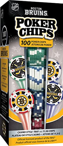 NHL Poker Chips Set - 100 Casino-Style Chips - Boston Bruins