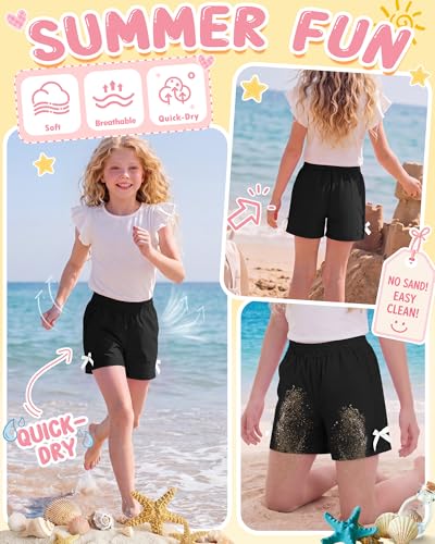 Girls Quick Dry Athletic Swim Shorts - 13-14 Years, Black