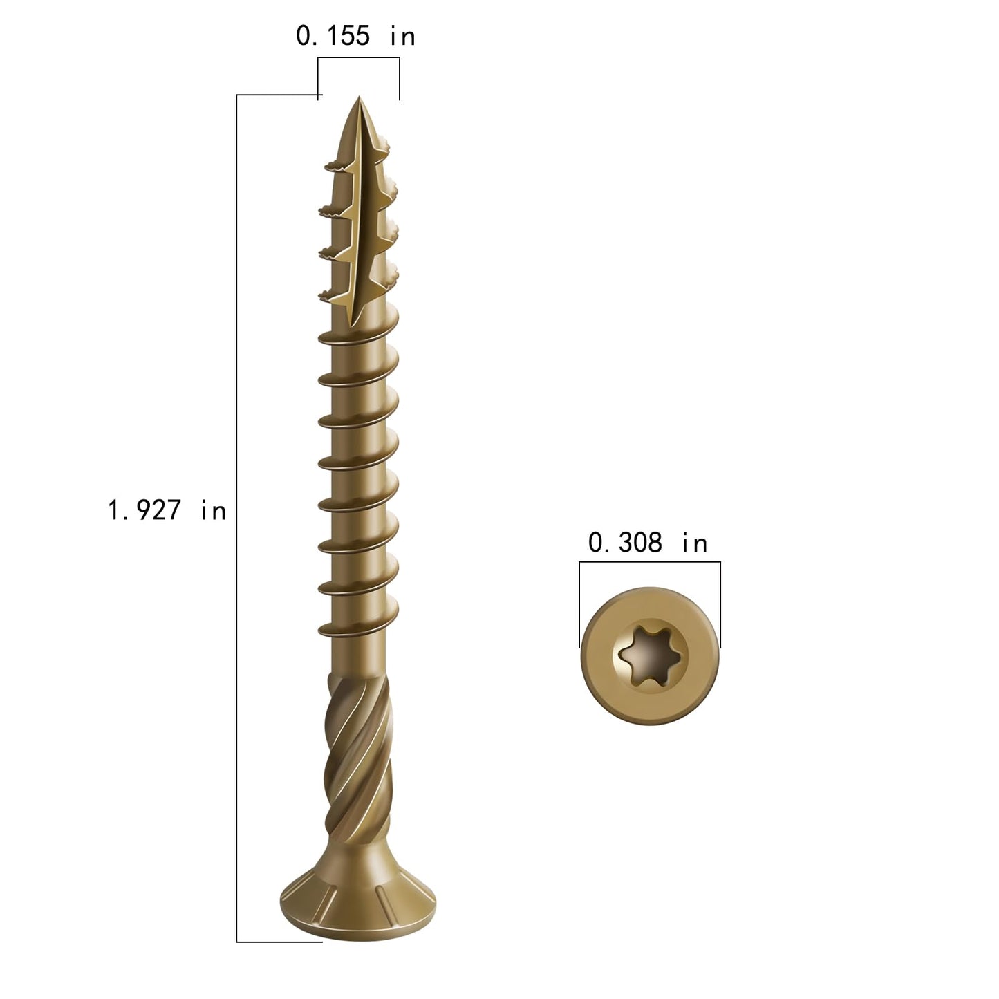 Wensilon #8 * 2" Deck Screws, (155pcs) 1 lbs.Exterior Wood Screws, Rust Resistant Epoxy Coated, Bronze, T20 Star Bit