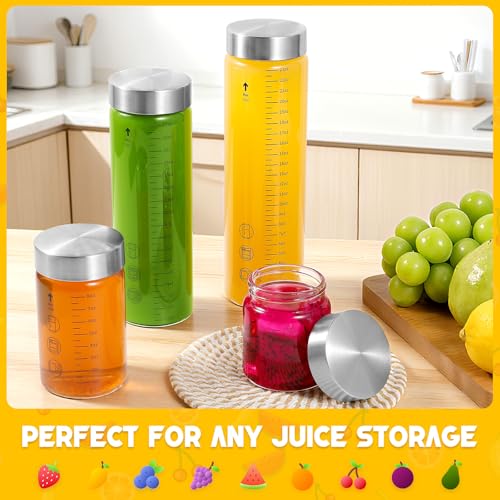 WXCWYQR 6 Oz Glass Juice Bottles with Stainless Steel Lids - Pack of 2