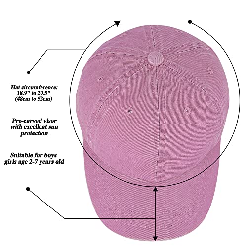 Cotton Baseball Cap for Kids - Sun Hat for Ages 2-7 Years - Pink