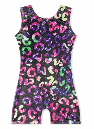 Sleeveless Sparkly Leotard for Girls - Black Leopard, 2-3T