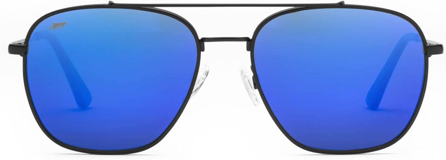 Pilotfish Polarized Aviator Sunglasses - Stainless Steel Frame | CR-39 UV400 Anti-Reflective Lenses