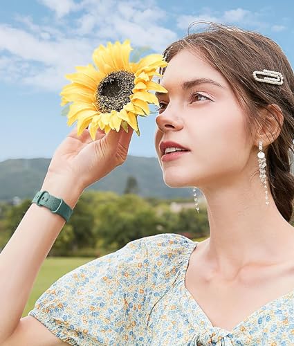 Floral Silicone Band for Fitbit Versa 3/Sense 2 - Small 5.5"-7.1" Pine Green