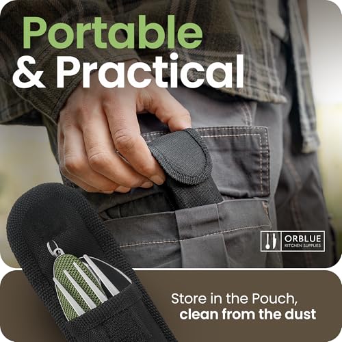 4-in-1 Camping Utensils Set - Portable Stainless Steel Cutlery, Olive Green