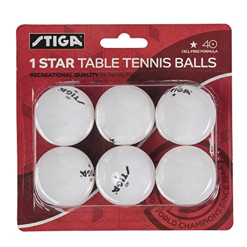 STIGA 1-Star Table Tennis Balls - 40mm Regulation Size - 6 Pack, White