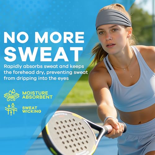 Sukeen Gray Adjustable Cooling Headband for Women, Breathable Sweatband