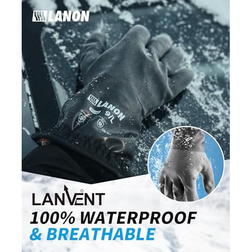 LANON Waterproof Winter Work Gloves, Moisture-permeable PU Coated£¬Warm Gloves for Freezer & Outdoor Work, Chemical & Oil Resistant, Non-Slip,Large