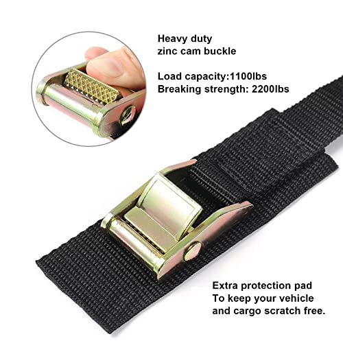 Heavy Duty Cam Buckle Tie Down Straps - 1" x 16' - Black