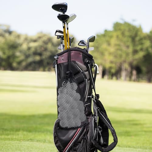 Black Nylon Mesh Golf Ball Storage Bag - Holds 48-56 Balls