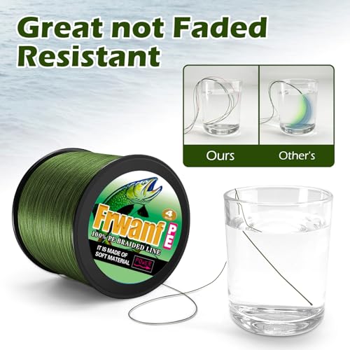 8-Strand Braided Fishing Line - 90LB, 109 Yards, Army Green - Zero Stretch & Colorfast