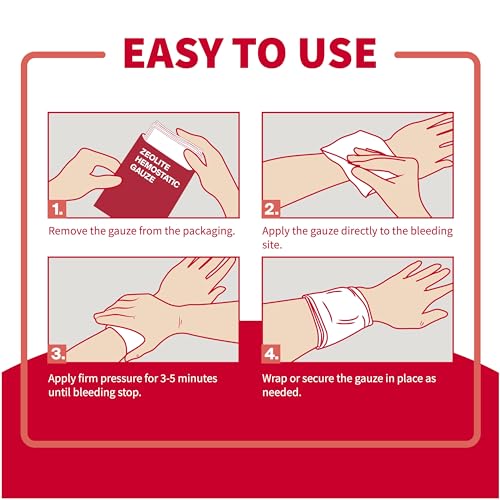 SurviveX Hemostatic Gauze 3x4ft - 2 Pack Rapid Blood Clotting Trauma Kit