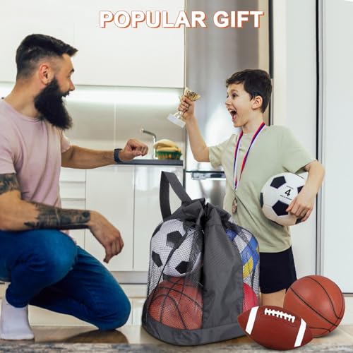 Brown Kids Multi-Sport Balls Set with Drawstring Mesh Bag - 8-in-1 Youth Sports Equipment