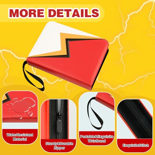 Red Lightning 4 Pocket Trading Card Binder for 400 Cards - MonBel
