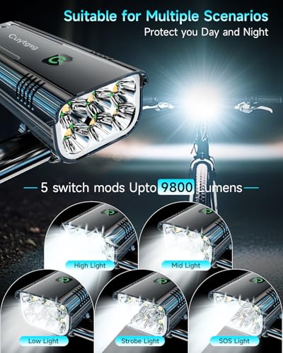 2026 Upgrade 6800Lumen Bike Light for Night Riding,6 LED,5+5 Modes
