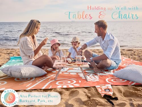 WEKAPO 11x9 Ft Beach Blanket Waterproof Sandproof Oversized Sea Turtle
