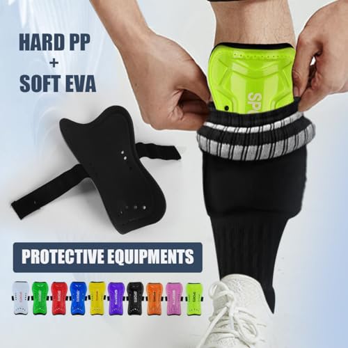 Youth Soccer Shin Guards - Neon Yellow, Size M - Protective Gear