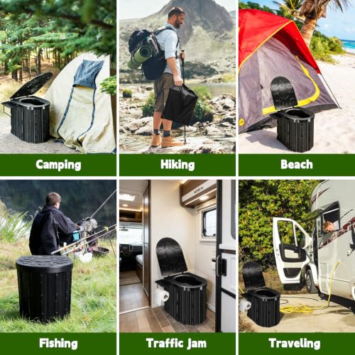 GGC 15-Inch Portable Camping Toilet | Foldable Heavy-Duty Potty for Adults