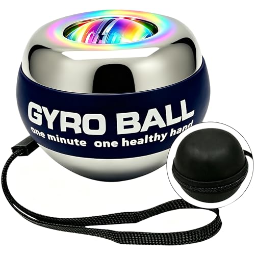 Weighted Gyro Ball Trainer with Light - Silver Torque Ball for Wrist & Forearm Strengthening