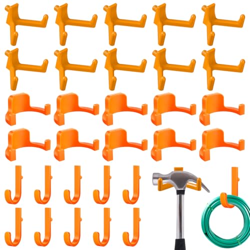 30 Pcs Storage Shed Tool Hooks Shed Accessories Compatible with Suncast/Craftsman J/U/V Shaped Tool Hanger Shelves Garden Garage Storage Organization Accessories for Hanging Shovel Rake(Orange)