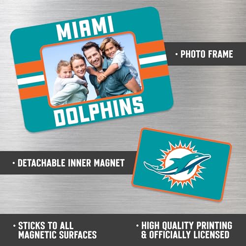 NFL Football Stripes Magnetic Picture Frame & Magnet Set - Miami Dolphins