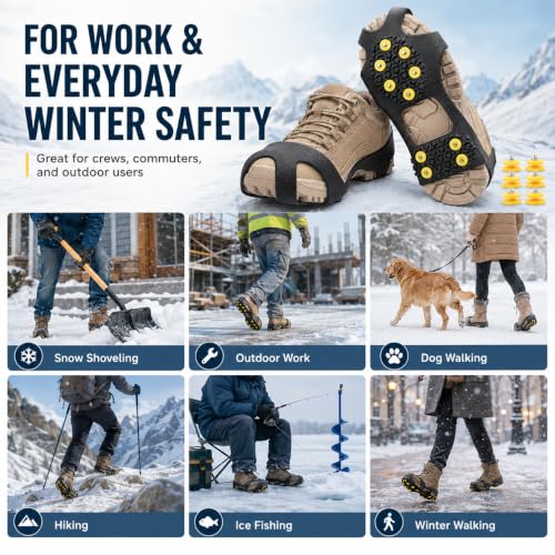 Ice Cleats for Shoes and Boots – Large Black Traction Grippers