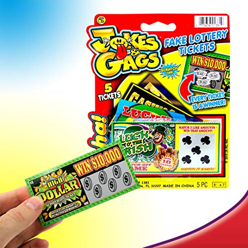 Fake Lottery Tickets Prank - 5 Assorted Scratch Off Cards