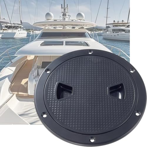 4-Inch Circular Non-Slip Boat Hatch Deck Plate - 2 Pack, Black